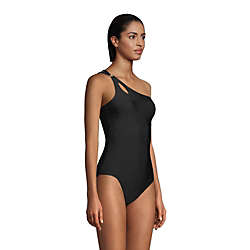 Women's Chlorine Resistant Tummy Control One Shoulder One Piece Swimsuit Adjustable Strap, alternative image