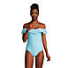 Women's D-Cup Chlorine Resistant Tummy Control Off the Shoulder Ruffle One Piece Swimsuit Seersucker, alternative image