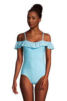 Women's Chlorine Resistant Off The Shoulder Ruffle Swimsuit 