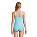 Women's Chlorine Resistant Tummy Control High Neck Belted One Piece Swimsuit Seersucker, Back