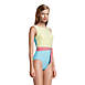 Women's Mastectomy Chlorine Resistant Tummy Control High Neck Belted One Piece Swimsuit Seersucker, alternative image