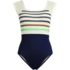 Women's Chlorine Resistant Tummy Control Cap Sleeve X-Back One Piece Swimsuit, Front