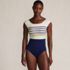 Women's Chlorine Resistant Tummy Control Cap Sleeve X-Back One Piece Swimsuit, Front
