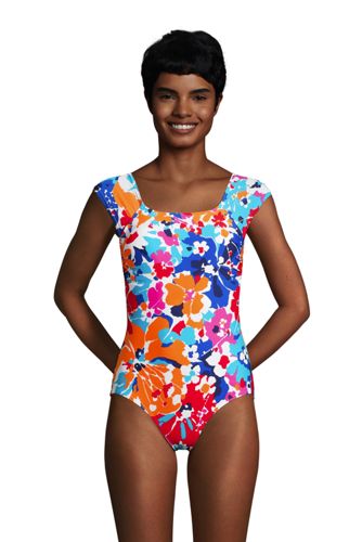 Women S Chlorine Resistant Tummy Control Cap Sleeve X Back One Piece Swimsuit Lands End