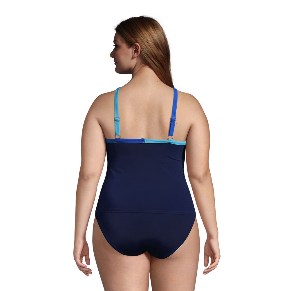 Women's Lands' End Chlorine Resistant One Shoulder Multi Way Tankini Swim  Top