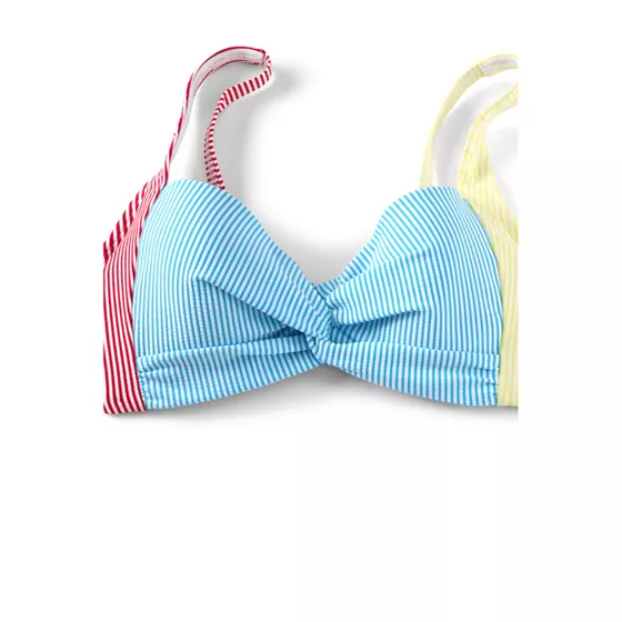 Women's Chlorine Resistant Twist Underwire Bikini Swimsuit Top Adjustable Straps Seersucker - primary
