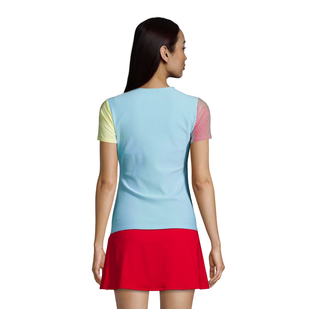 Women's Chlorine Resistant Short Sleeve Modest Tankini Top
