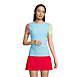 Women's Chlorine Resistant Short Sleeve Modest Tankini Top Swimsuit Built in Soft Cup Bra Seersucker, Front