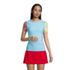 Women's Chlorine Resistant Short Sleeve Modest Tankini Top Swimsuit Built in Soft Cup Bra Seersucker, Front