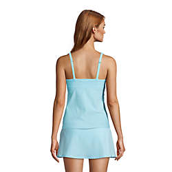 Women's Chlorine Resistant Square Neck Underwire Tankini Top Swimsuit Adjustable Straps Seersucker, Back