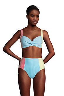 Seersucker-Bikinitop CHLORRESISTENT Colorblock Gemustert für Damen