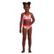 Girls Short Sleeve 3 Piece UPF 50 Swimsuit Rash Guard Set, Front