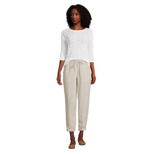 Pantalon Jogger en Lin Taille Mi-Haute Elastiquée, Femme Stature Standard image number 4