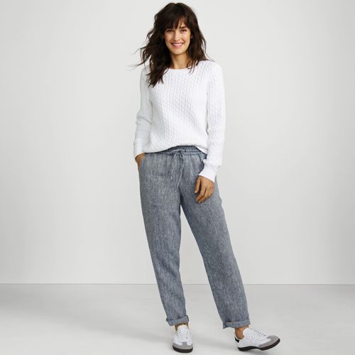 Pantalon Jogger en Lin Taille Mi Haute Elastiqu e Femme Stature