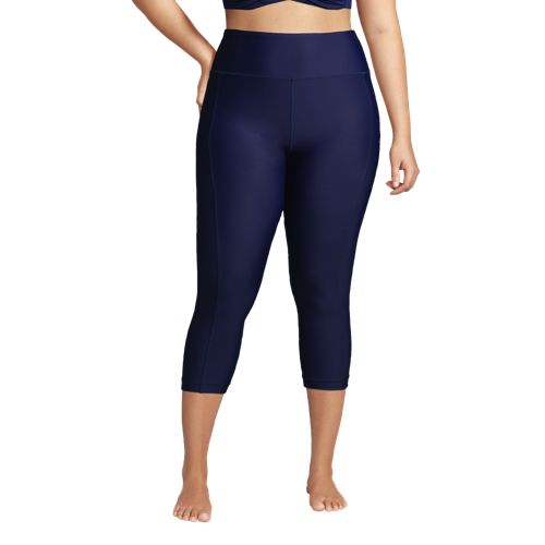 Swim 365 Women's Plus Size Mesh Pocket High Waist Swim Capri : Target