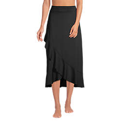 Women's Ruffle Hem Midi Swim Cover-up Skirt, Front