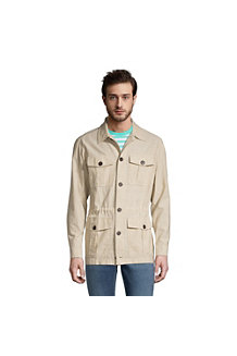 Men's Linen Cotton Utility Shirt Jacket  