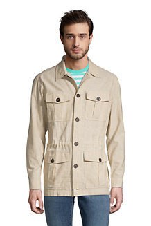 Men's Linen Cotton Utility Shirt Jacket 