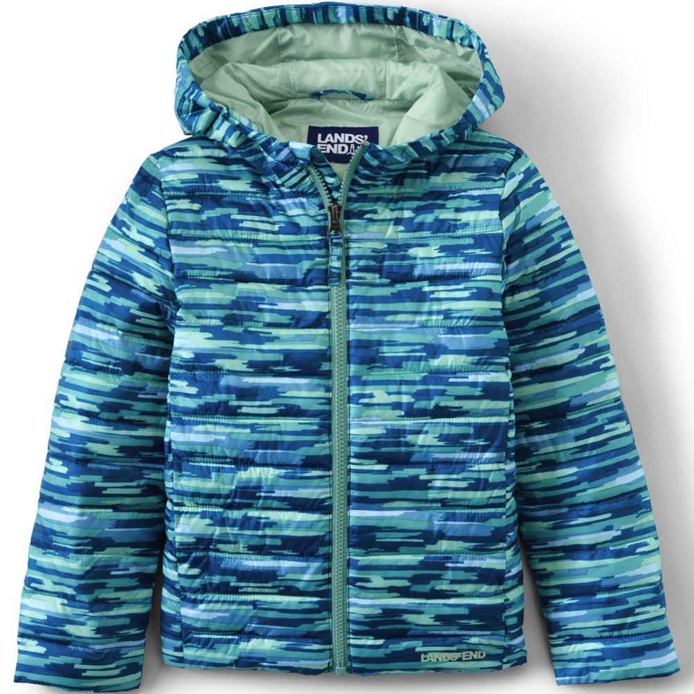 Kids ThermoPlume Packable Hooded Jacket Lands End