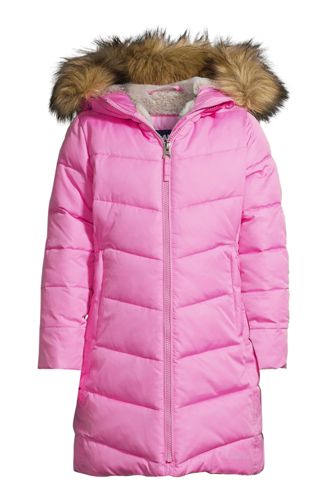 Lands End Girls Winter Fleece Lined Down Alternative ThermoPlume Coat