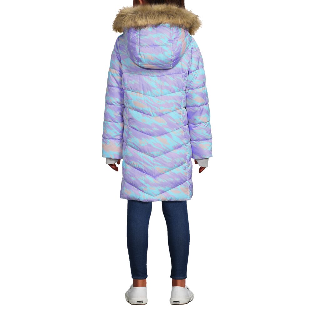 Lands' End Girls Winter Fleece Lined Down Alternative ThermoPlume Coat