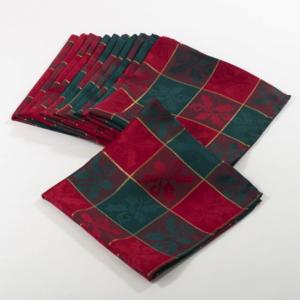 Saro 3550.R20S Plaid Design Cotton Table Napkins - Set of 4