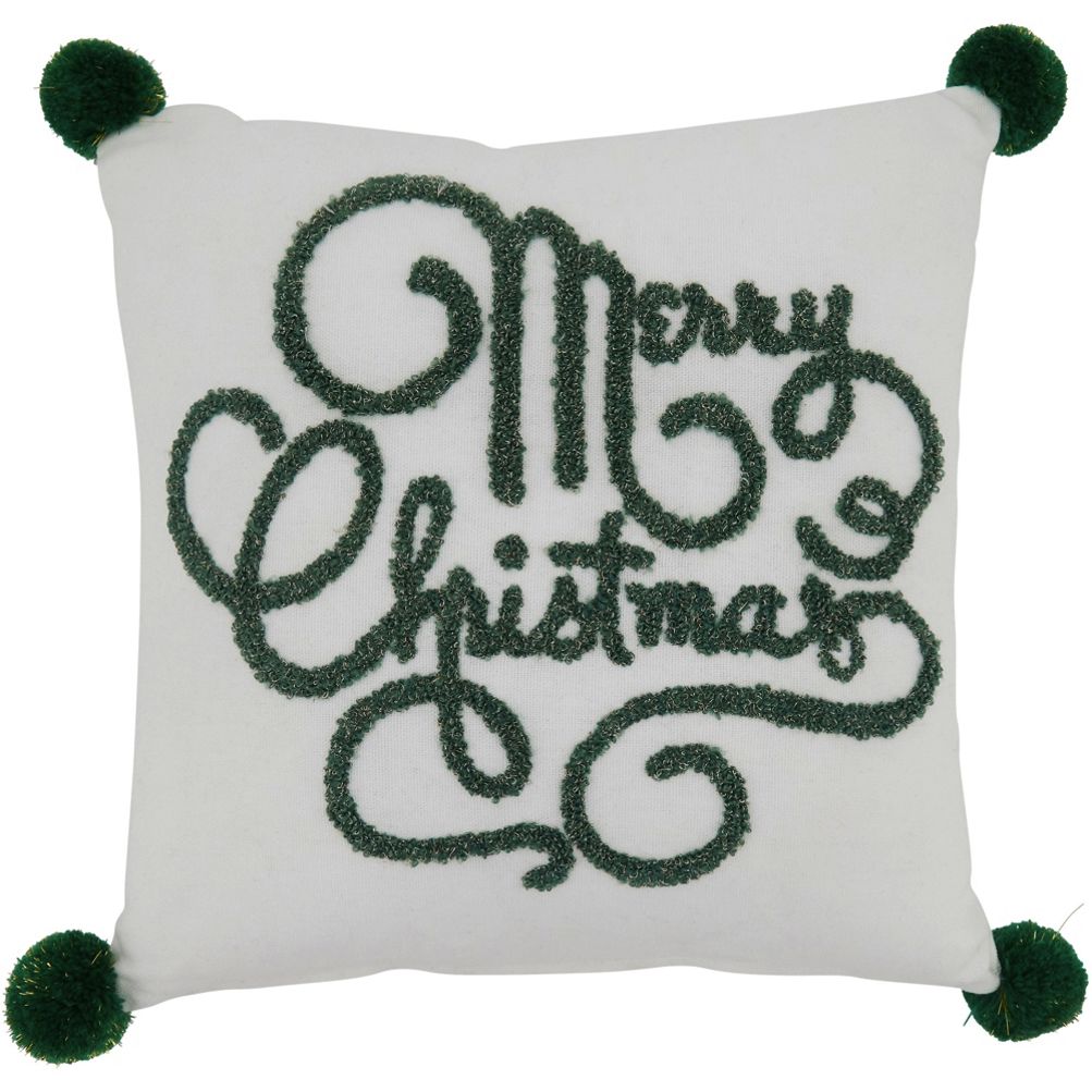 Reba Merry Christmas Pillow The Holiday Aisle Color: Dark Green, Product Type: Throw Pillow