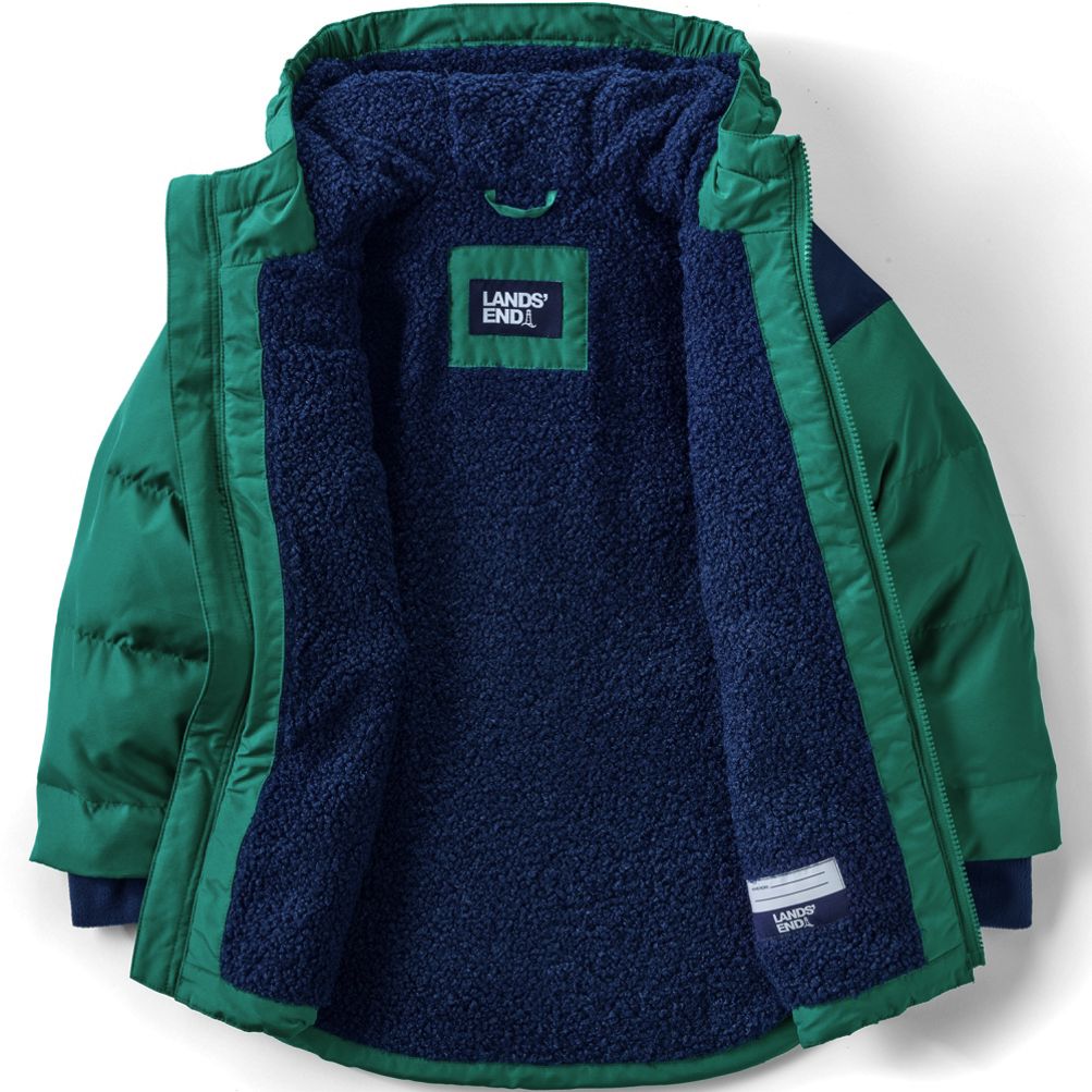 Lands' End Girls Winter Fleece Lined Down Alternative ThermoPlume Coat