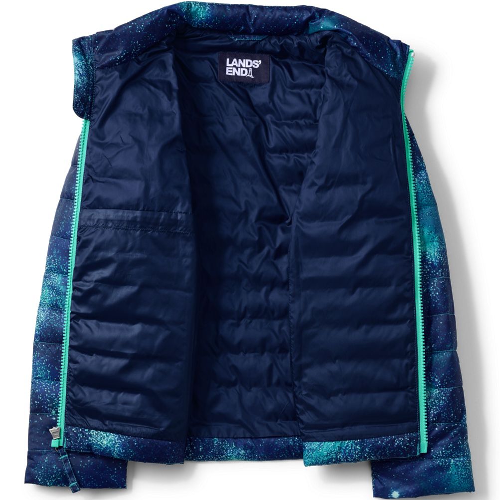 Lands' End Boys Large Blue Galaxy ThermoPlume Packable Jacket 194742301065