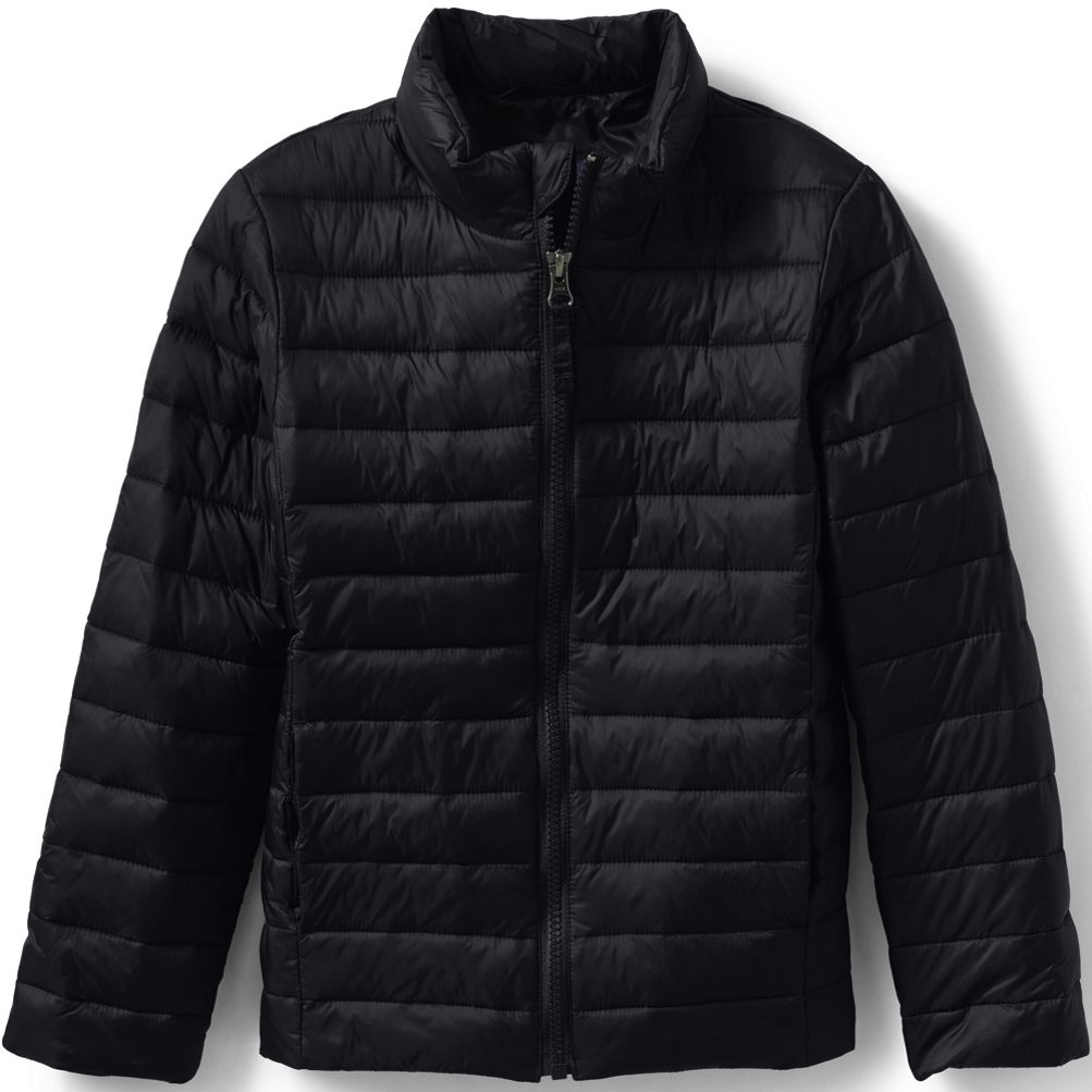 Lands' End, Jackets & Coats, Landsend Kids Packable Puffer Jacket Black  Sz M 12