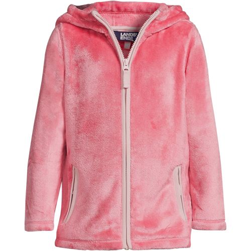 Women Fuzzy Fleece Plush Full-zip Up Jackets with Hood Pockets