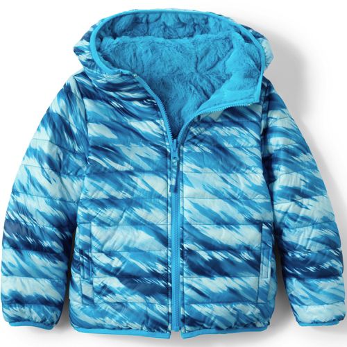 Lands' End Boys Large Blue Galaxy ThermoPlume Packable Jacket 194742301065