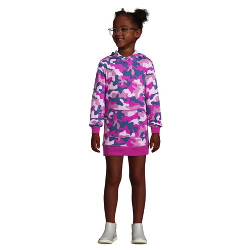 Girls Long Sleeve Hooded Sweatshirt Dress Lands End