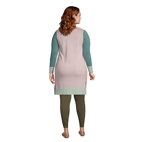 Women's Plus Size Fine Gauge Cotton Long Open Cardigan Sweater - Secondary