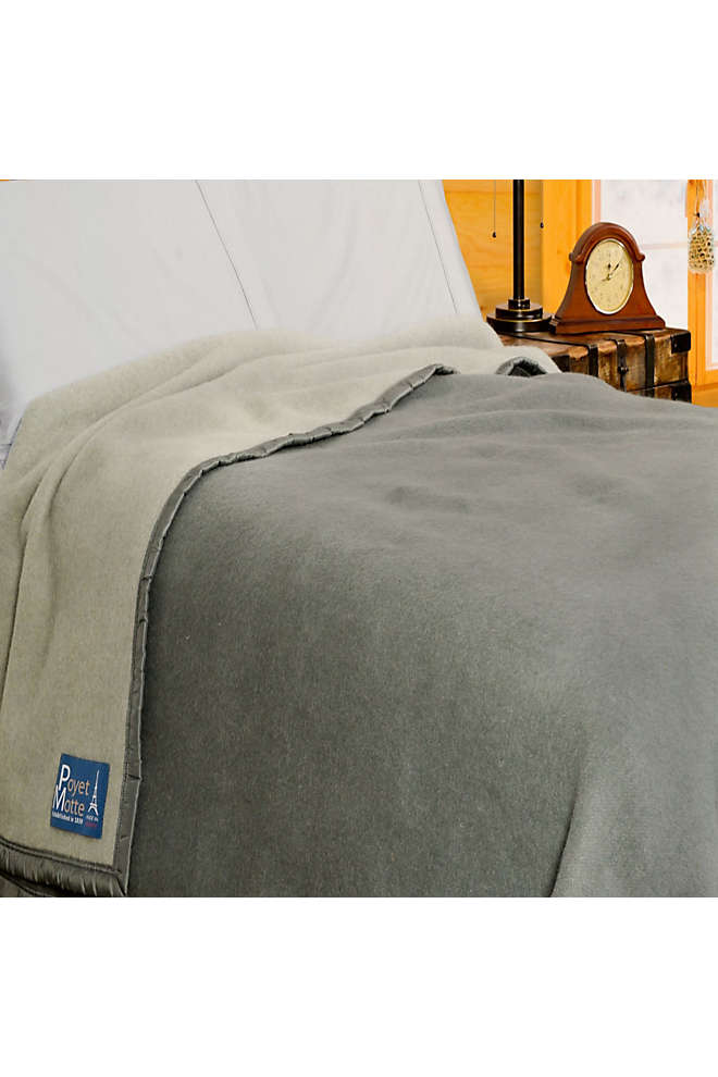 Poyet Motte Aubisque 500GSM Heavyweight 100-Percent Wool Blanket King, Natural