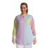 Women's Plus Size Linen A-Line Long Sleeve Tunic Top, Front
