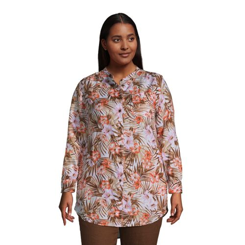 Women's Linen A-Line Long Sleeve Tunic Top - image 2