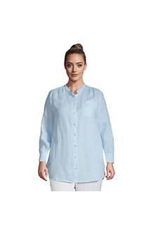 Women's Pure Linen A-Line Long Sleeve Tunic Shirt
