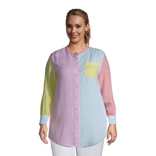 Women's Linen A-Line Long Sleeve Tunic Top - image 4