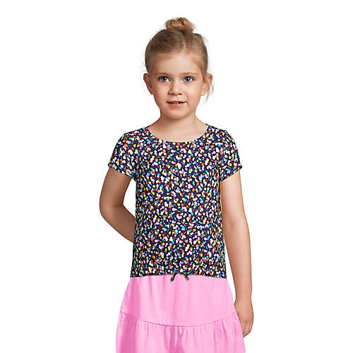 Girls Tie Front Pattern Top - Secondary