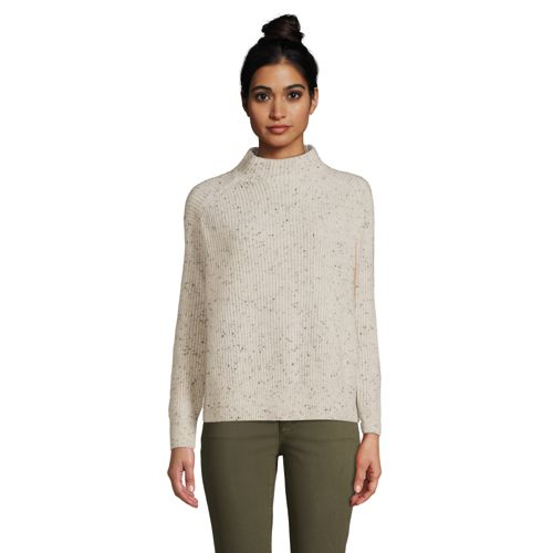 Women's Relaxed Cashmere Rib Funnel Neck Sweater 