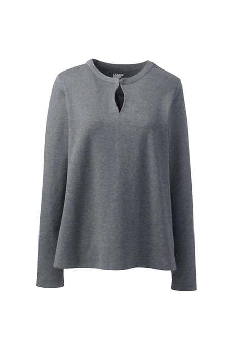 Women's Cotton Polyester Long Sleeve Convertible Keyhole Top