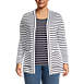 Women's Plus Size Supima Micro Modal Striped Open Knit Cardigan, Front