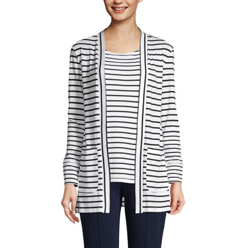 Women's Supima Micro Modal Striped Open Knit Cardigan