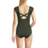 Women's Chlorine Resistant Tummy Control Cap Sleeve X-Back One Piece Swimsuit, Back