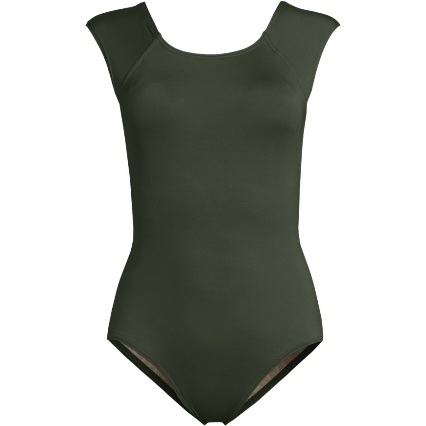 Women's Chlorine Resistant Tummy Control Cap Sleeve X-Back One Piece Swimsuit