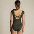 Women's Chlorine Resistant Tummy Control Cap Sleeve X-Back One Piece Swimsuit, Back