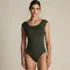 Women's Chlorine Resistant Tummy Control Cap Sleeve X-Back One Piece Swimsuit, Front