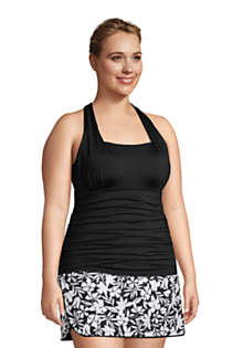 Women's Plus Size Chlorine Resistant Square Neck Halter Tankini Top Swimsuit, alternative image
