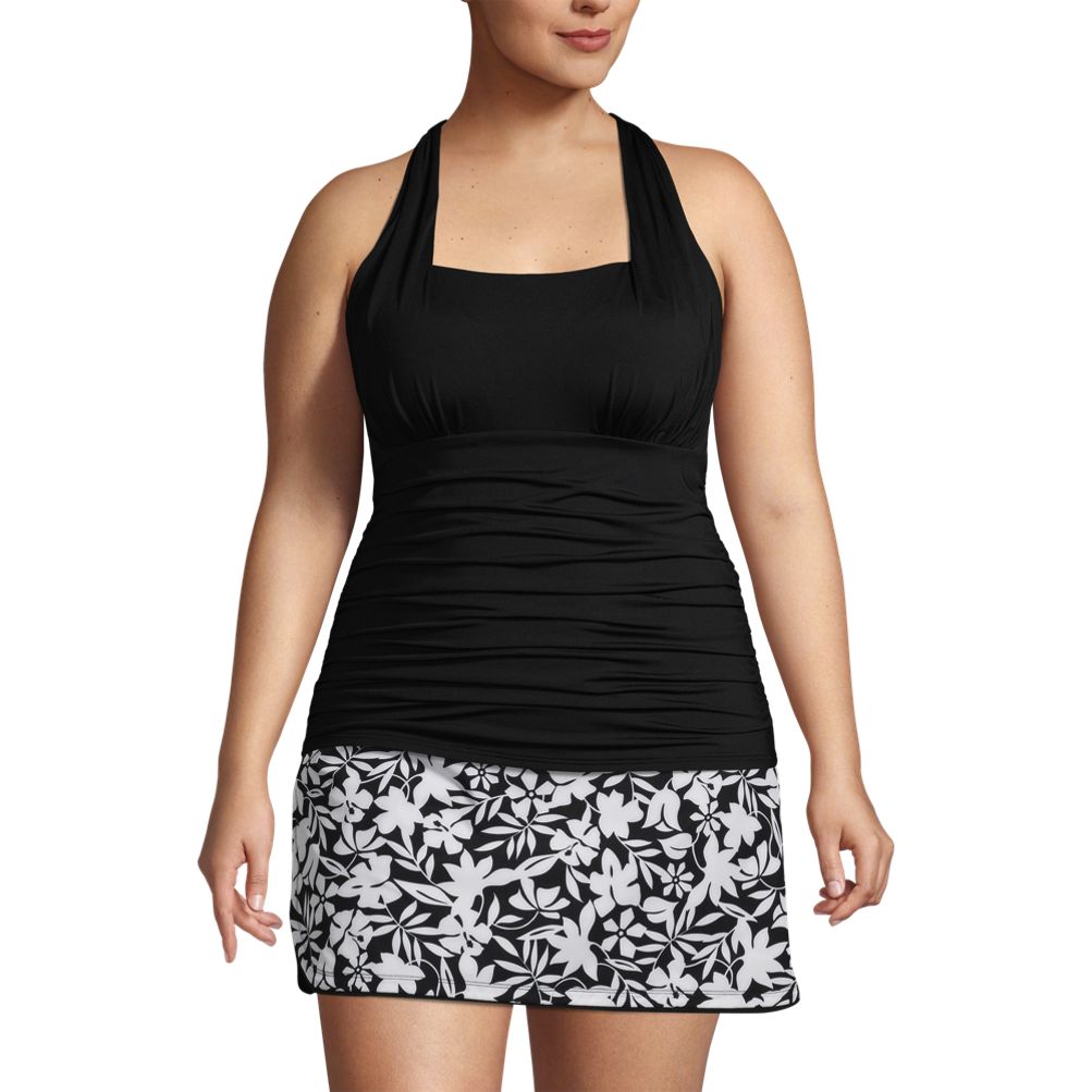  Lands' End Womens Chlorine Resistant Square Neck Tankini Top  Black Havana Floral Petite 2 : Clothing, Shoes & Jewelry